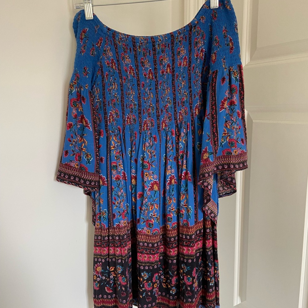 Altar’d State Off The Shoulder Blue Floral Dress